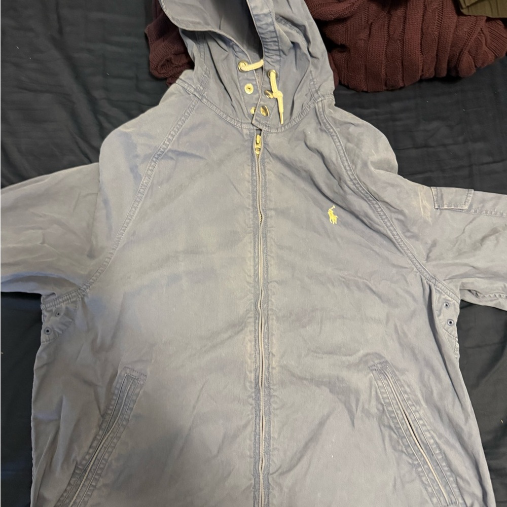 Polo by Ralph Lauren light blue cotton poplin hooded jacket
